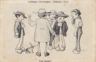 A Bertiglia Political Suffrage 1913.  A Group Of Men Listen To Speaker