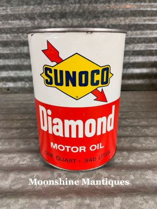 Vintage Sunoco Diamond 1 Qt Motor Oil Can - Gas & Oil