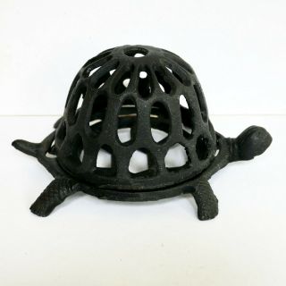Turtle Tortoise Shaped String Twine Holder Black Cast Iron Vintage