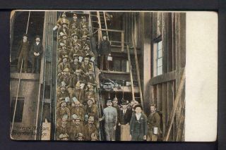 1910 Hancock Michigan Quincy Mine Man Cage Postcard Miners Copper Mining