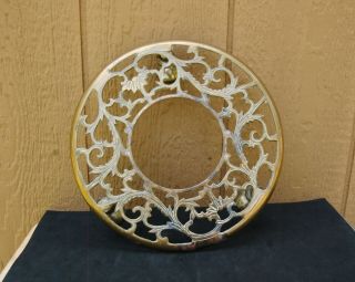 Solid Cast Brass Ornate Rolling Caster Wheel Potted Plant Stand 11 " Diameter