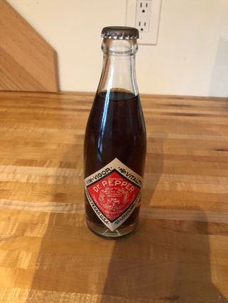 Rare 1885 - 1985 100 Year Anniversary Dr Pepper 7oz Bottle Full