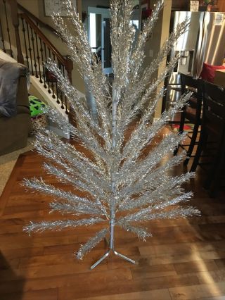 Vintage Mid Century 6 Ft. ,  Aluminum Christmas Tree With Box 53 Branches