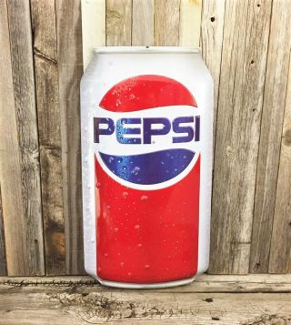 Pepsi Cola Soda Pop Can 18 " Embossed Metal Tin Sign Vintage Type Garage
