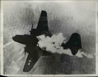 1944 Press Photo An American A - 20 Havoc Bursts Into Flames Over France,  Wwii