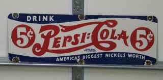 Vintage Pepsi Cola Porcelain Enamel Sign