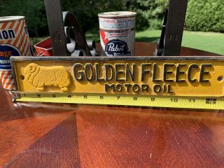 Vintage Cast Iron Golden Fleece Oil Gas Heavy Sign Pennzoil,  Mobile,  Phillips