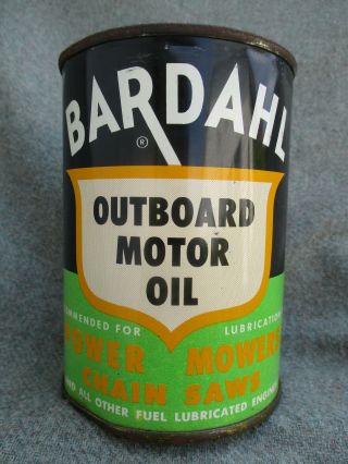 Vintage 1950s - 1960s Bardahl Outboard Boat Motor Oil Tin 12 Oz Can Full