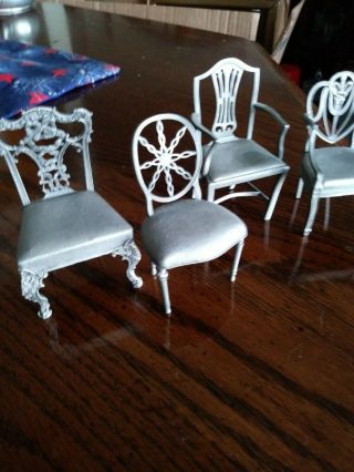 Four Vintage Pewter Miniature Chairs - - Mark Models Ltd.