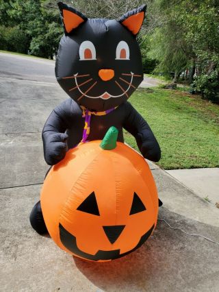 Gemmy Halloween Airblown Inflatable Black Cat Jack - O - Lantern Pumpkin 7 