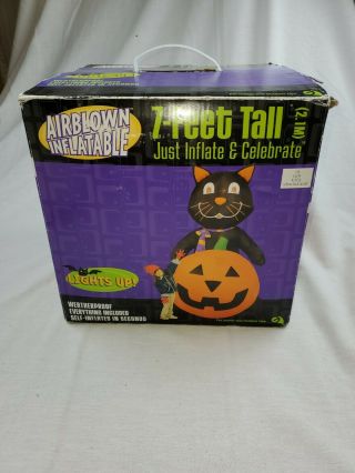 Gemmy Halloween Airblown Inflatable Black Cat Jack - o - lantern Pumpkin 7 ' Tall 3