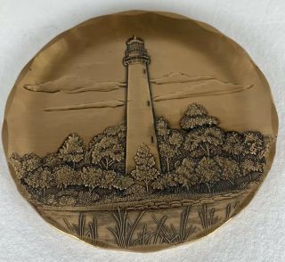 Assateague Lighthouse Solid Bronze Coaster Wendell August Forge 4 3/8”