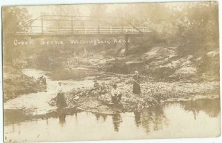 Washington,  Ks Kansas 1912 Rppc Postcard,  Creek Scene With Bridge