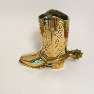 Vintage Solid Brass Cowboy Boot With Spinning Spur Bomel Company