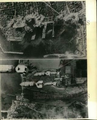 1943 Press Photo Allied Bombers Over Palermo Port,  Sicily,  Italy,  World War Ii