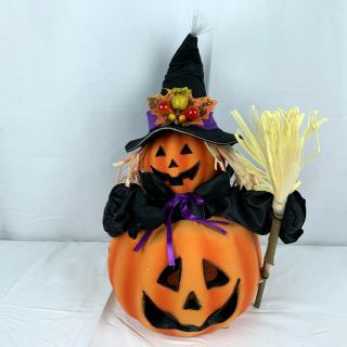 Halloween Fiber Optic Light Up Pumpkin Head Jack O Lantern Scarecrow Witch