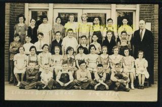 Rppc Lincoln School Sixth Grade Carmi Il Illinois 4 - 4 - 1934 Old White County Real