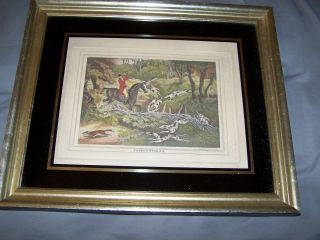 Antique Samuel Howitt Colored Etching 1799 Fox Hunting Frame 13 1/2  X 11 1/2