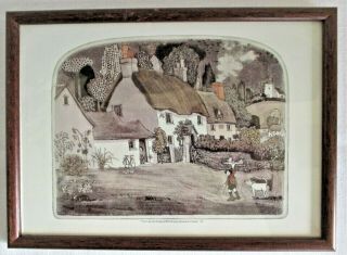 Graham Clarke Framed Print Thatched Roof Cottage With Boy And Dogs - Graphics Pl