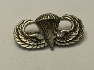 Vintage Wwii Sterling Silver Pin Back Jump Wings Paratrooper Ww2 101st Airborne