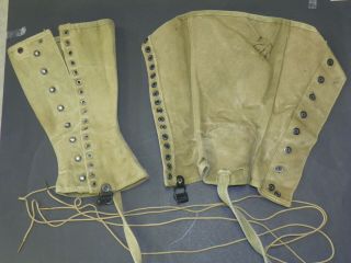 Vintage Wwii Us Army M - 1938 Canvas Military Spats Gaiters Boot Covers Leggings