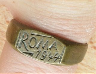 WW2 Battl.  US Army soldier ' s ring ROMA Trench Art 3