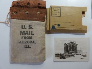 4 Vintage 1900 Aurora Illinois Miniature Photos w/US Mail Bag & Folder 2