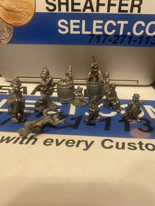 Vintage Pewter Hobo/clown Musical Band Figurines - Set Of 8