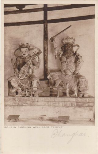 Ppc Idols In Bubbling Well Road Temple Shanghai China C1922