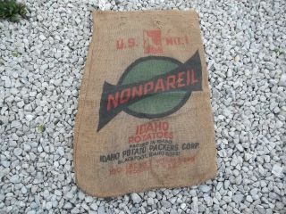 Vintage ? Nonparell Idaho Potatoes Blackfoot Idaho Burlap Sack 100 Lbs