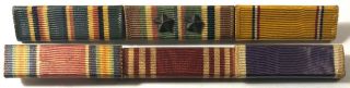 Ww2 Us Army Military 3/8 " Ribbon Bar Set 6 Place 2 Stars Wwii Plastic Coated