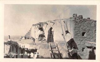 Hopi Indian Women At Their Nm Pueblo House,  Willis Real Photo Pc C 1910 - 20 