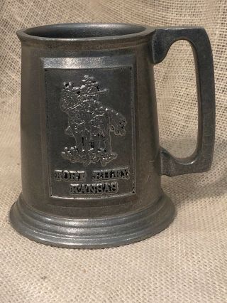 Vintage Pewter Beer Stein Mug Fort Riley Kansas Military