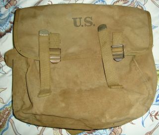 Ww2 Wwii Us Army M1936 Musette Bag Dated 1942 With Shoulder Strap