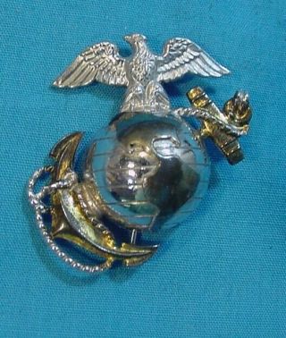Sterling Us Marine Corps Officer Eagle Globe Anchor Pin Ega