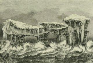1895 Antique Print Of Icebergs,  Different Types.  Iceberg.  Arctic Landscapes.