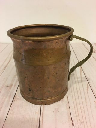 Vintage Solid Copper Cup Mug Brass Handle 6