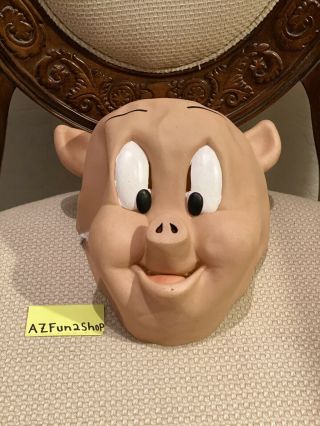 Vintage Porky The Pig Halloween Mask Costume Rubber Latex Warner Bros 1994