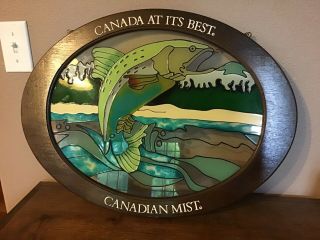 Vintage Canadian Mist Whisky Bar Sign Man Cave Whiskey Trout