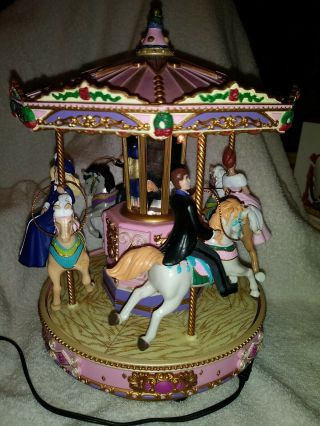 Vintage 1998 Mr.  Christmas Barbie Holiday Go Round Lighted Musical Carousel Nib