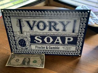 Vintage Porcelain Procter & Gamble Ivory Soap Gas,  Oil,  Soda,  Farm Quality Heavy