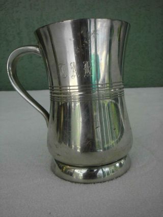 Vintage Marked English Pewter Sheffield England Tankard Mug Stein Engraved