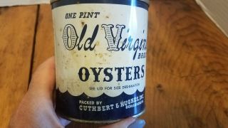 Vintage Old Virginia Brand Oysters Pint Tin Can Bohannon Va