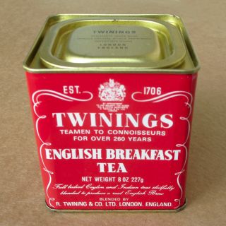 Vintage Twinings English Breakfast Tea Metal Tin Box Can Advertising 8 Oz 227g