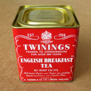 Vintage Twinings English Breakfast Tea metal tin box can advertising 8 oz 227g 3