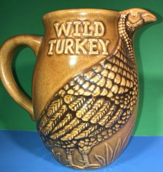 Vtg Wild Turkey Figural Stoneware Ky Whiskey Pitcher Jug Bottle Pub Adv Bar Ware
