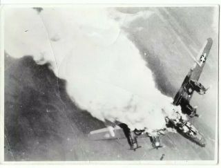 Wwii Orig Photo Usaaf 464th Bg B - 24 Shot Down Exploding On Mission