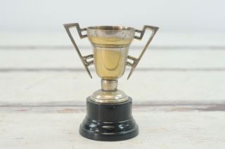 Vintage Small Trophy Silver Plate And Wood Epns Deluxe Double Handle Trophy Cup