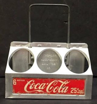Vintage 1950 ' s Coca Cola Coke Metal Aluminum 6 Pack Case Bottle Carrier,  NR 2