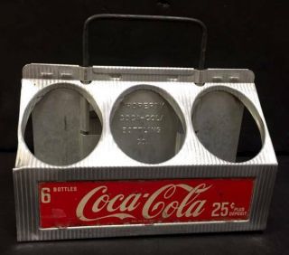 Vintage 1950 ' s Coca Cola Coke Metal Aluminum 6 Pack Case Bottle Carrier,  NR 3